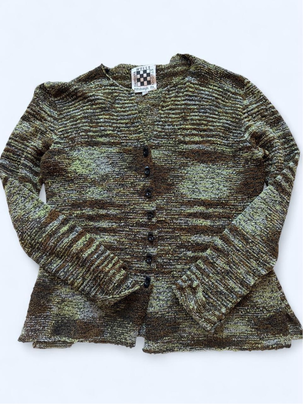 Barbara Wells Studio Textured Marled Button Front Sweater S